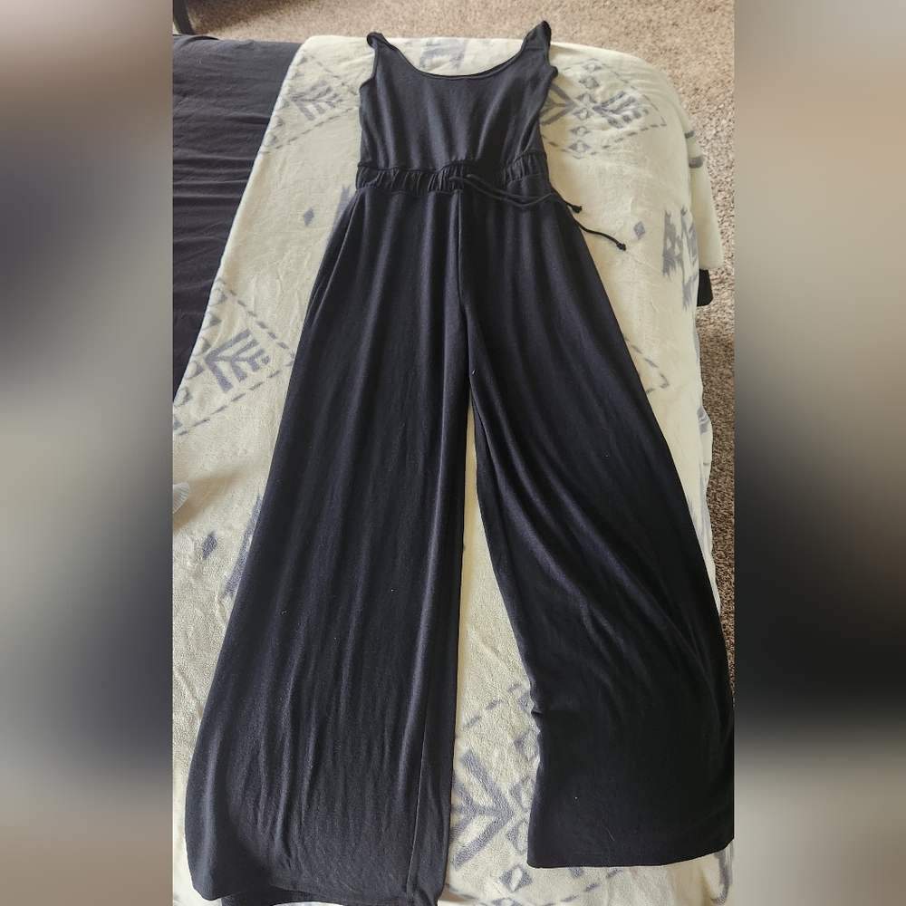 Abercrombie & Fitch Lounge Scoop Neck Jumpsuit Size M TALL Black Loungewear